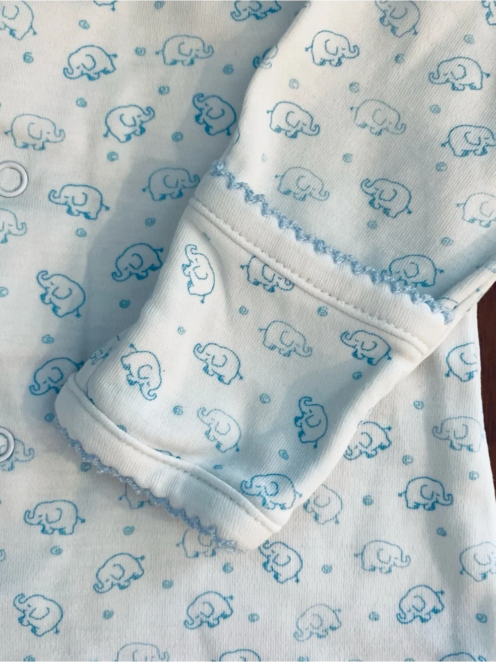 Kissy Kissy Baby Size 0-3M Elephant Print Footed Pajamas White Pima Cotton